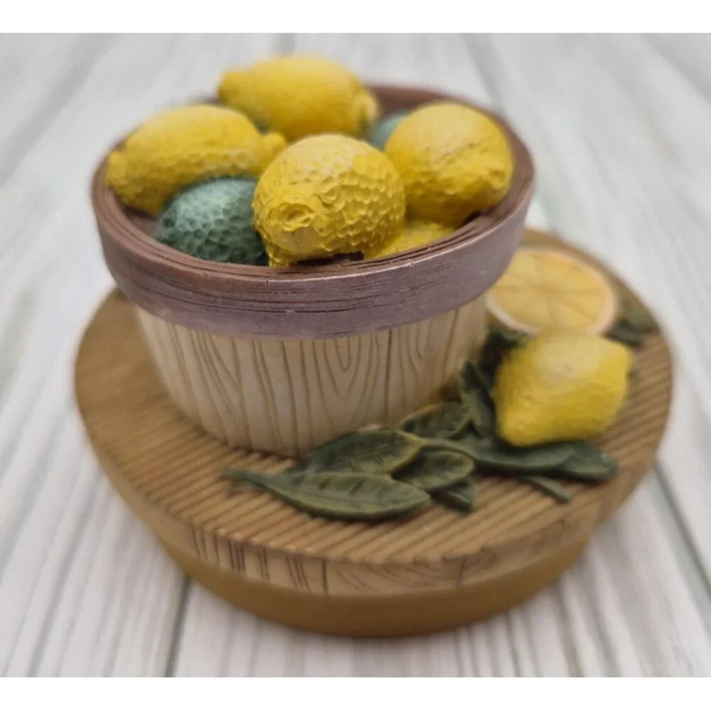 Lot of 2 Yankee Candle Jar Lids Covers Tea Set Tea Cup Lemon Basket Decorative